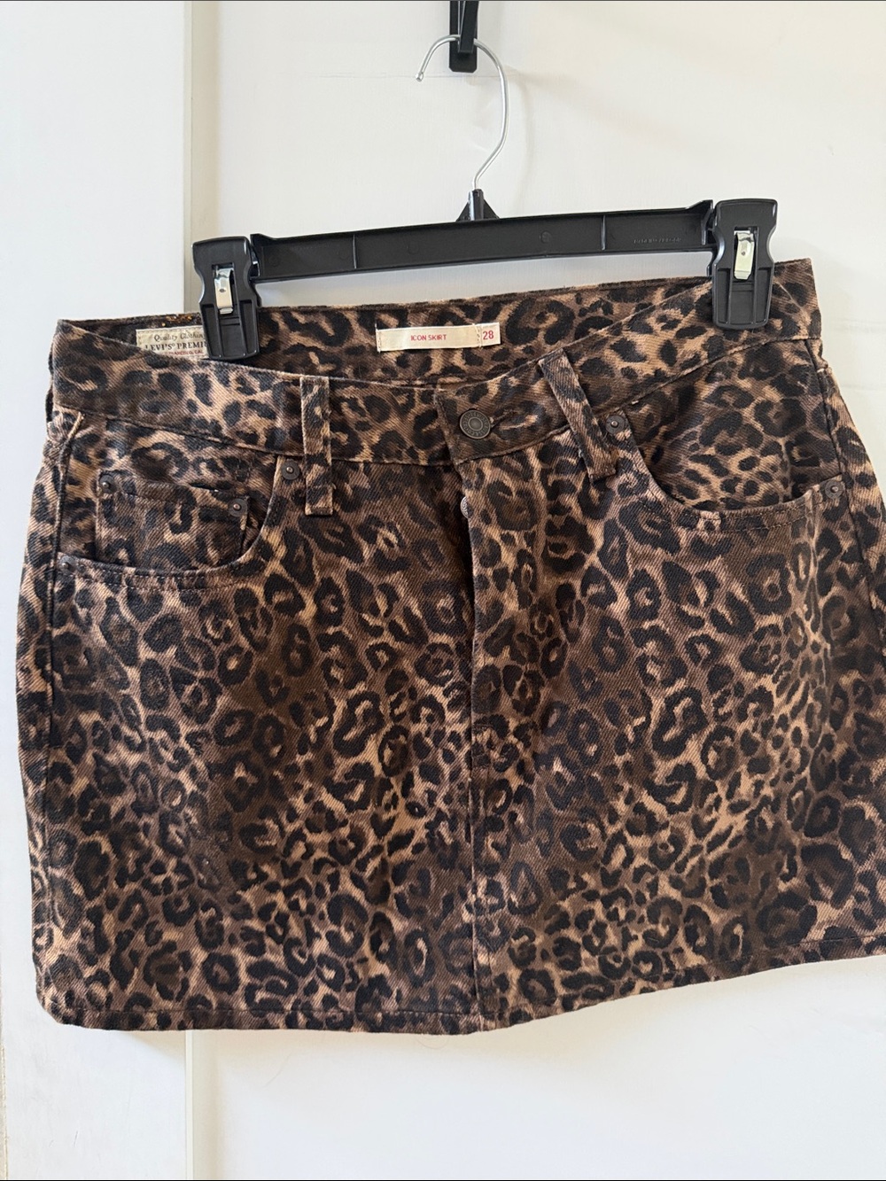 Levis Icon Leopard Print Mini Skirt - Brown